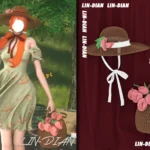 LIN-DIAN Tulip hat and straw basket