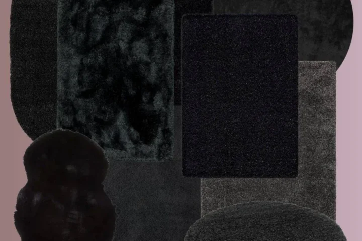 Luxury Black - Fluffy Rug Set