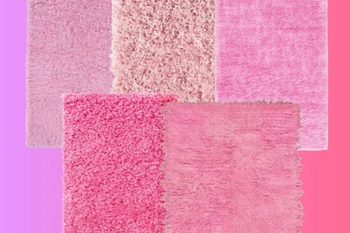 Plush Pink Fluffy Rugs - 5 Swatches