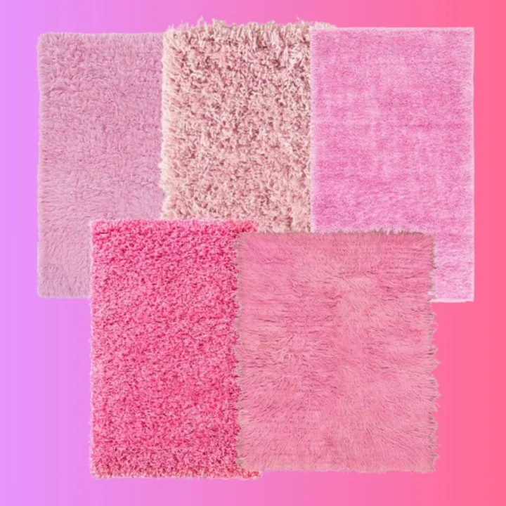 Plush Pink Fluffy Rugs - 5 Swatches