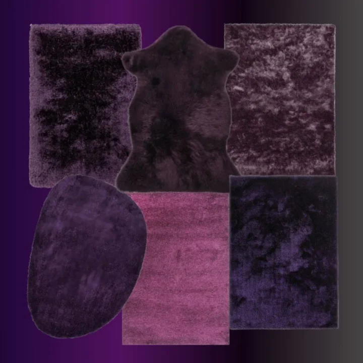 Deep Purple - Fluffy Rug Set