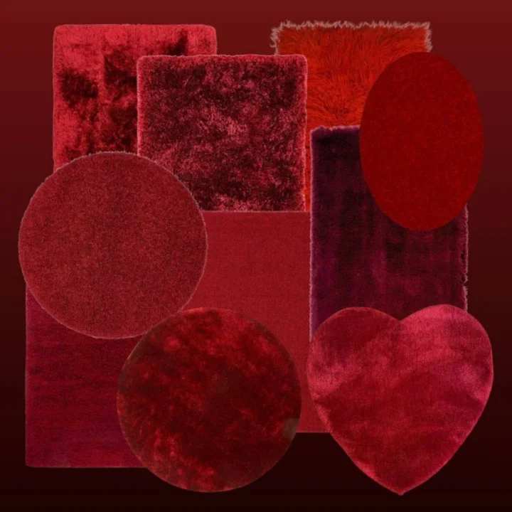 Romance Red - Fluffy Rug Set