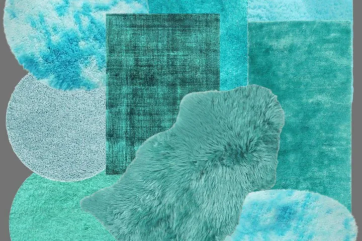 Fresh Turquiose - Fluffy Rug Set
