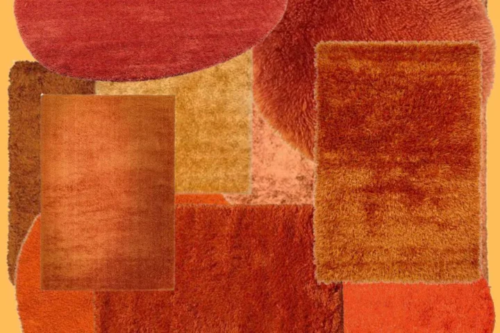 Sunset Orange - Fluffy Rug Set