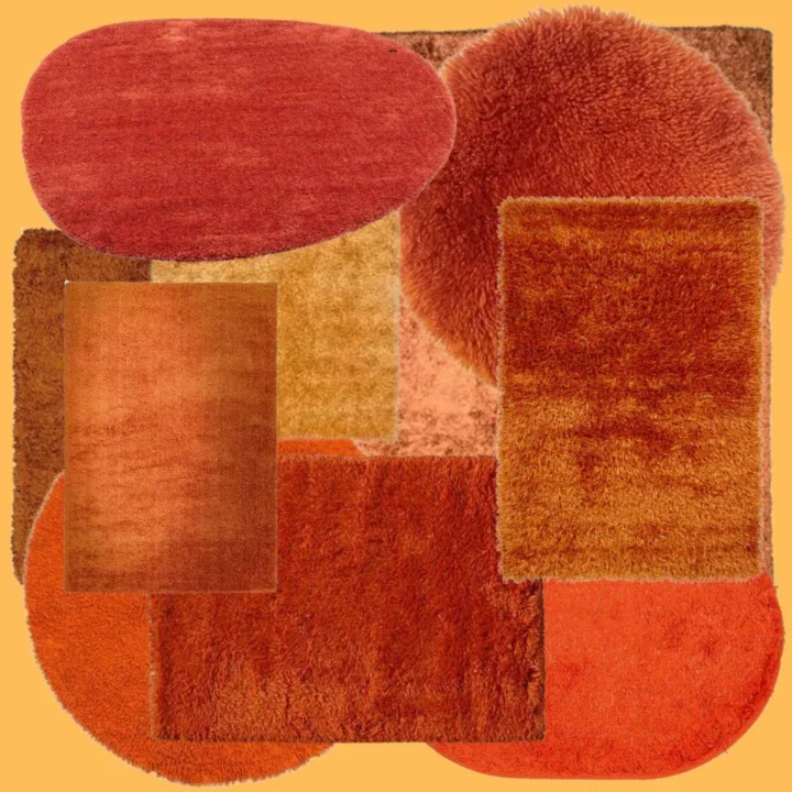Sunset Orange - Fluffy Rug Set