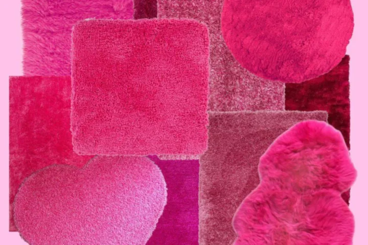 Hot Pink - Fluffy Rug Set