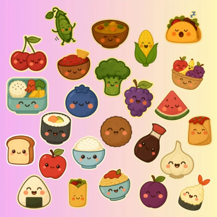 Cute Kawaii Food Decal - Stickers