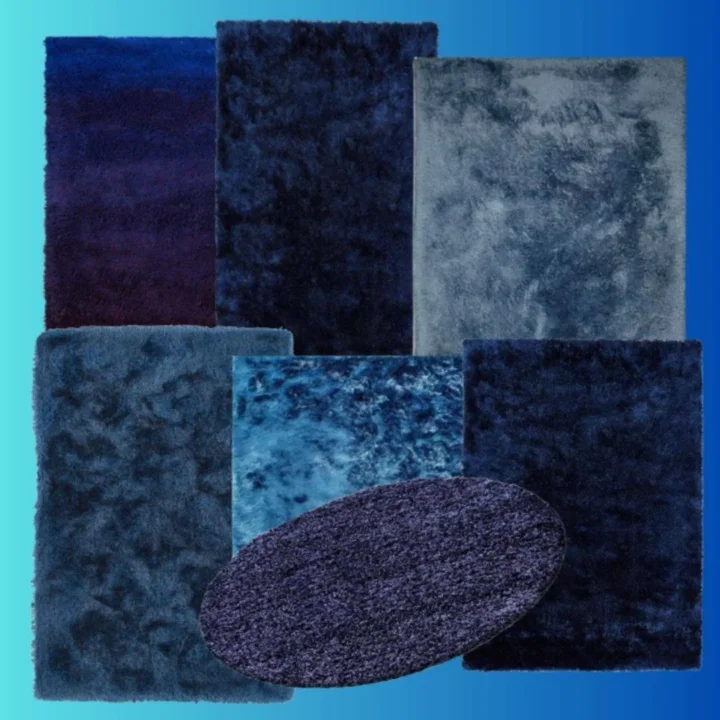 Deep Blue - Fluffy Rug Set