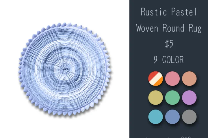 Rustic Pastel Woven Round Dance Rug #5 Samtuse963