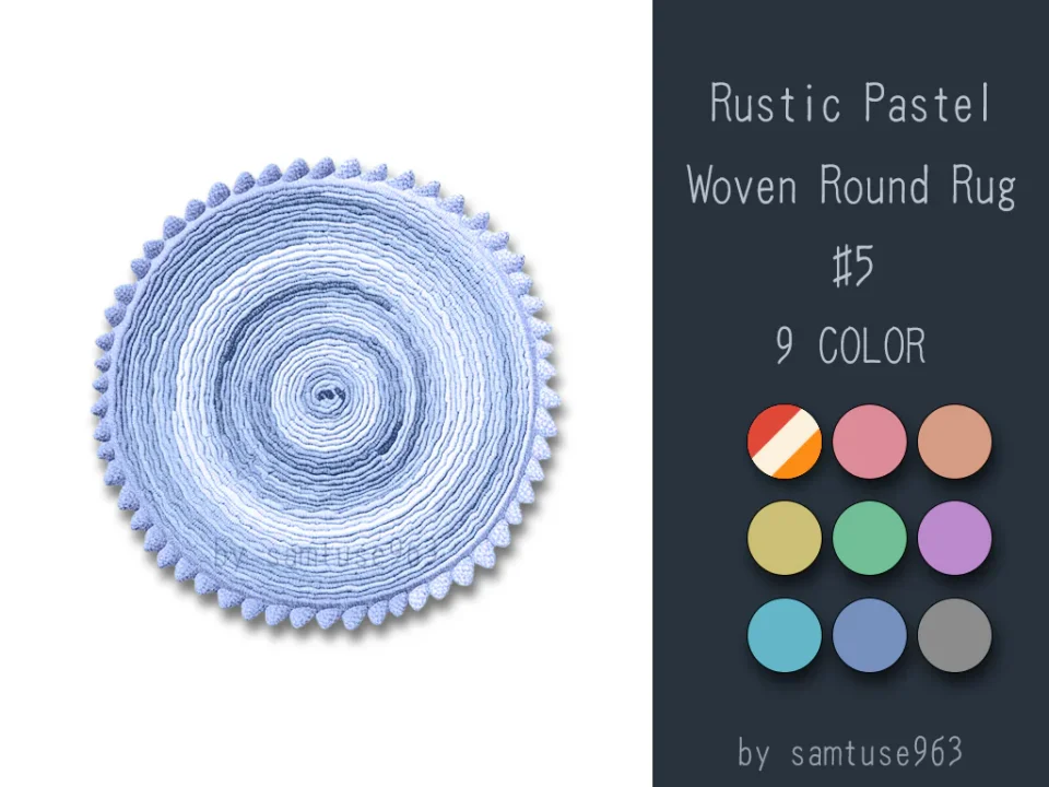 Rustic Pastel Woven Round Dance Rug #5 Samtuse963