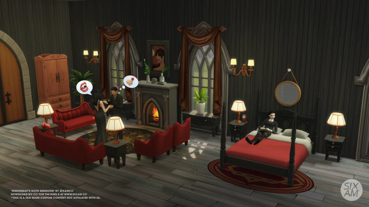 Wednesday Goth Bedroom CC Pack