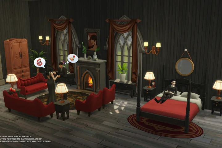 Wednesday Goth Bedroom CC Pack